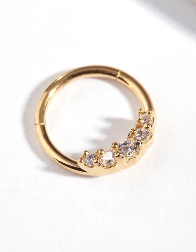 Gold Plated Surgical Steel Diamante Clicker Earring