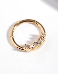 Gold Plated Surgical Steel Diamante Clicker Earring