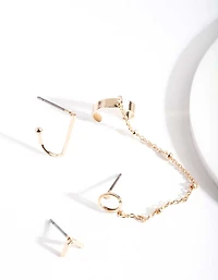 Gold Fine Chain Earring Pack