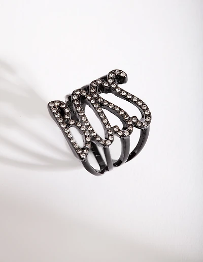 Black Diamante "Boss" Ring