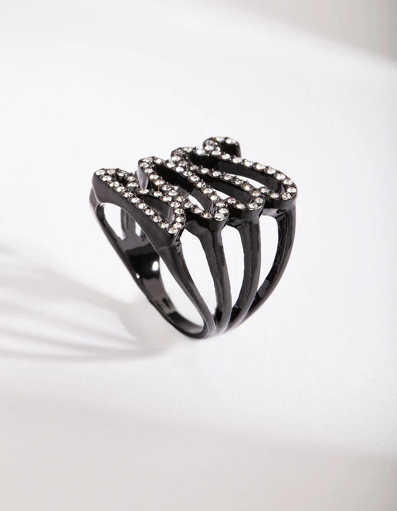 Black Diamante "Boss" Ring