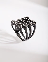 Black Diamante "Boss" Ring