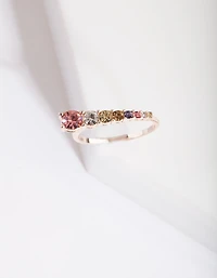 Bague arc-en-ciel pastel en or rose