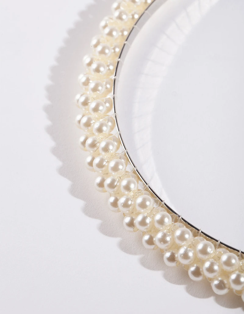 Silver Small Pearl Headband
