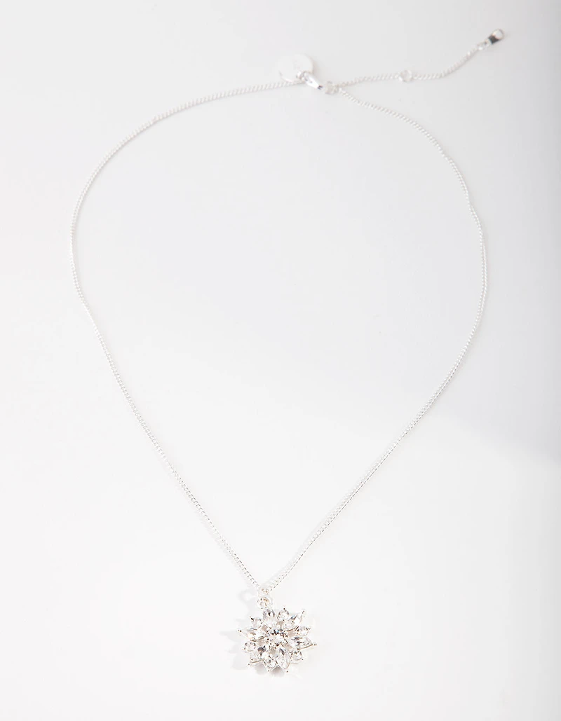 Diamond Simulant Flower Necklace