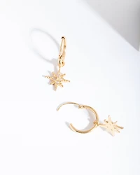 Gold Plated Sterling Silver Star Huggie Earrings