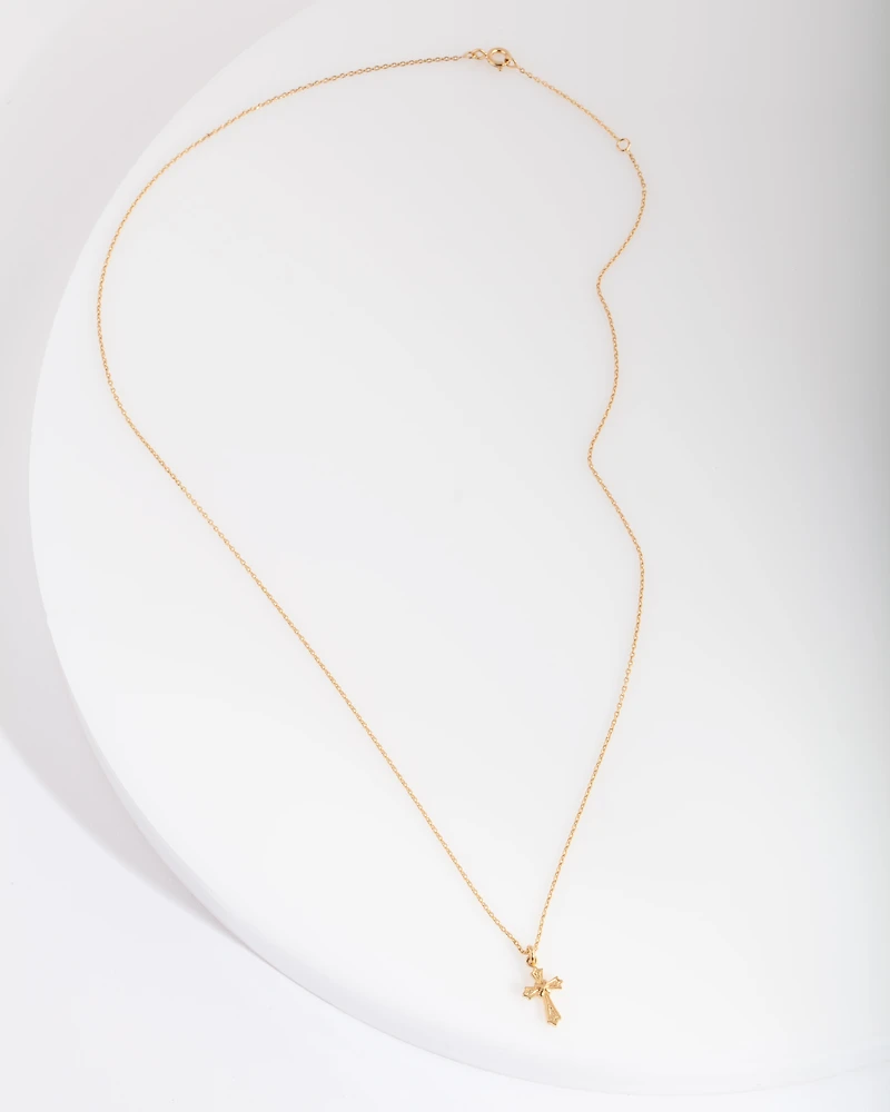 Gold Plated Sterling Silver Cross Necklace