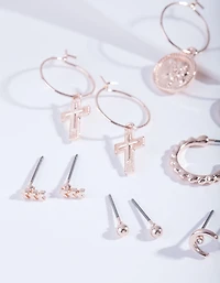 Rose Gold Medallion Mix Earring 6-Pack