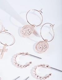 Rose Gold Medallion Mix Earring 6-Pack