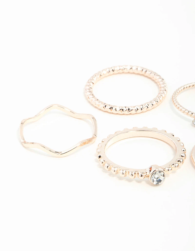Rose Gold Diamante Band 6-Pack