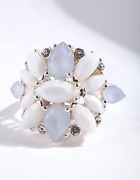 Silver White Stone Flower Ring