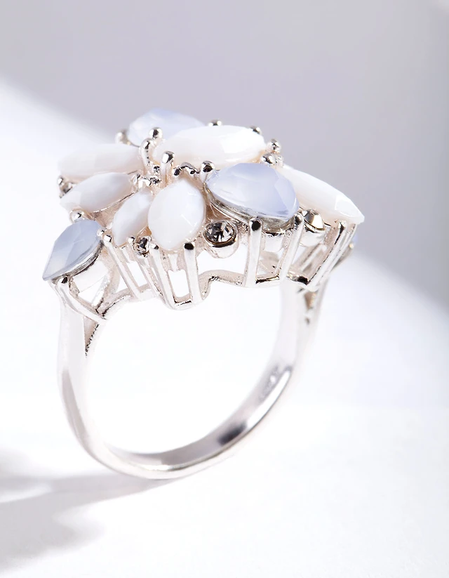 Shop Lovisa Silver White Stone Flower Ring at Beverly Center in