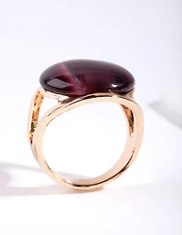 Gold Large Purple Cateye Ring