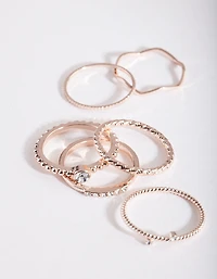Rose Gold Diamante Band 6-Pack