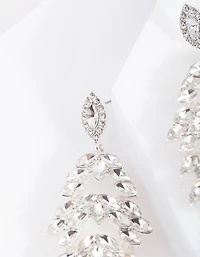 Silver Navette Stone Drop Earrings