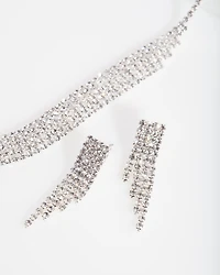 Silver Diamante Jewellery Set