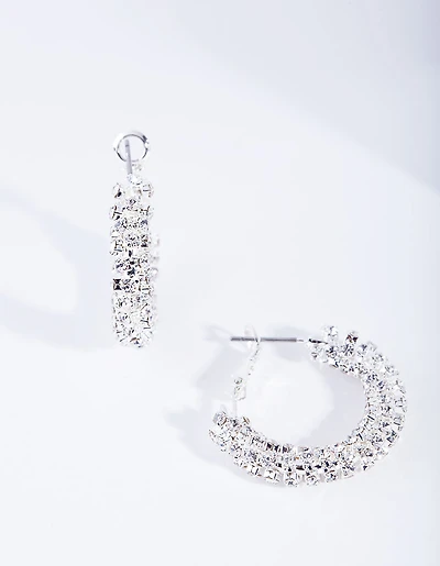 Silver Mini Hoop Cup Chain Earrings