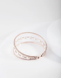 Rose Gold Pearl Diamante Cup Chain Cuff