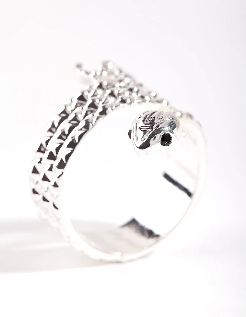 Silver Etched Snake Ring