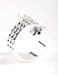 Silver Etched Snake Ring