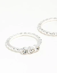 Silver Dotted Ring Stack