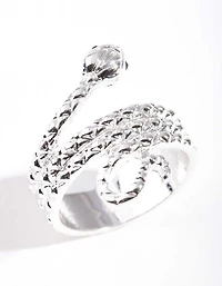 Silver Etched Snake Ring