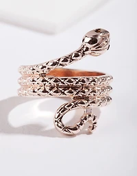 Rose Gold Etched Snake Ring