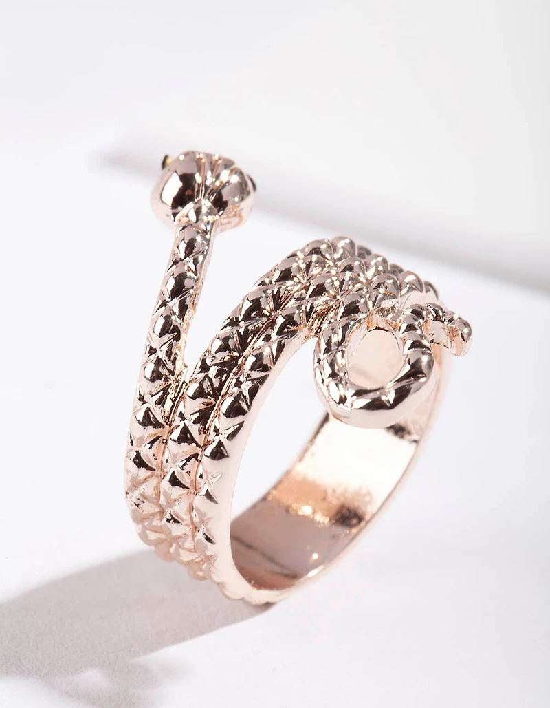 Bague de serpent gravée en or rose