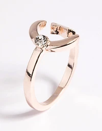 Rose Gold Open Moon Star Ring