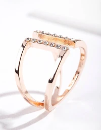 Rose Gold Open Diamante Ring