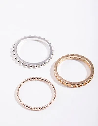 Mixed Metal Chain Ring Stack