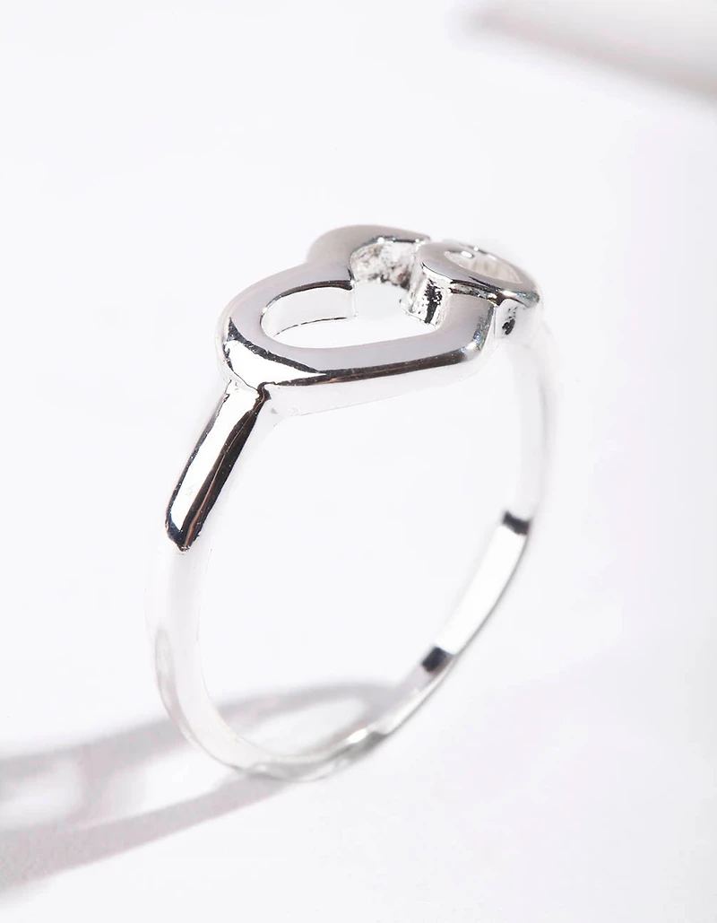 Silver Double Heart Ring