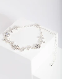 Silver Diamante Flower Bracelet