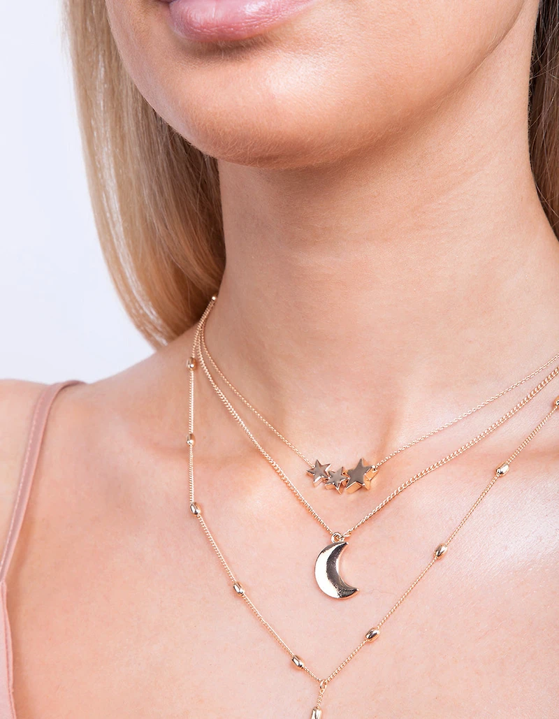 Gold Celestial Layered Necklace