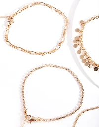 Diamante & Jingle Anklet Bracelet 4-Pack