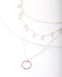 Silver Disc & Circle Charm Choker