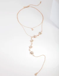 Gold Diamante Star Y Necklace