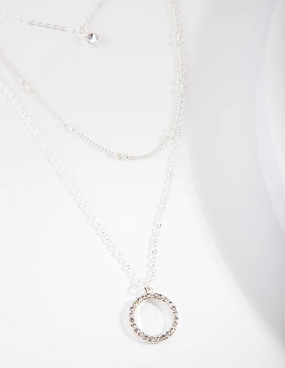 Silver Diamante Circle Necklace