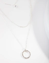 Silver Diamante Circle Necklace