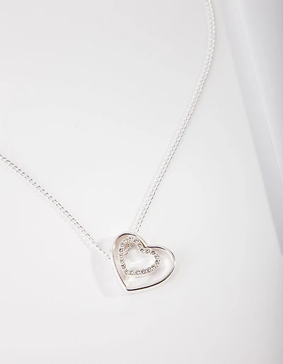 Silver Double Heart Necklace