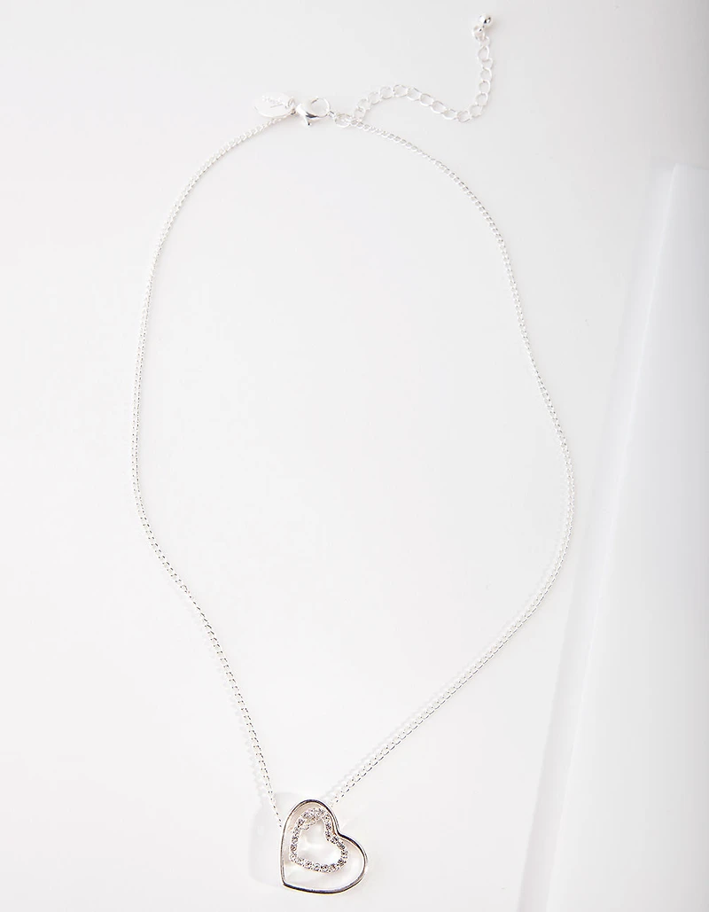 Collier double cœur en argent