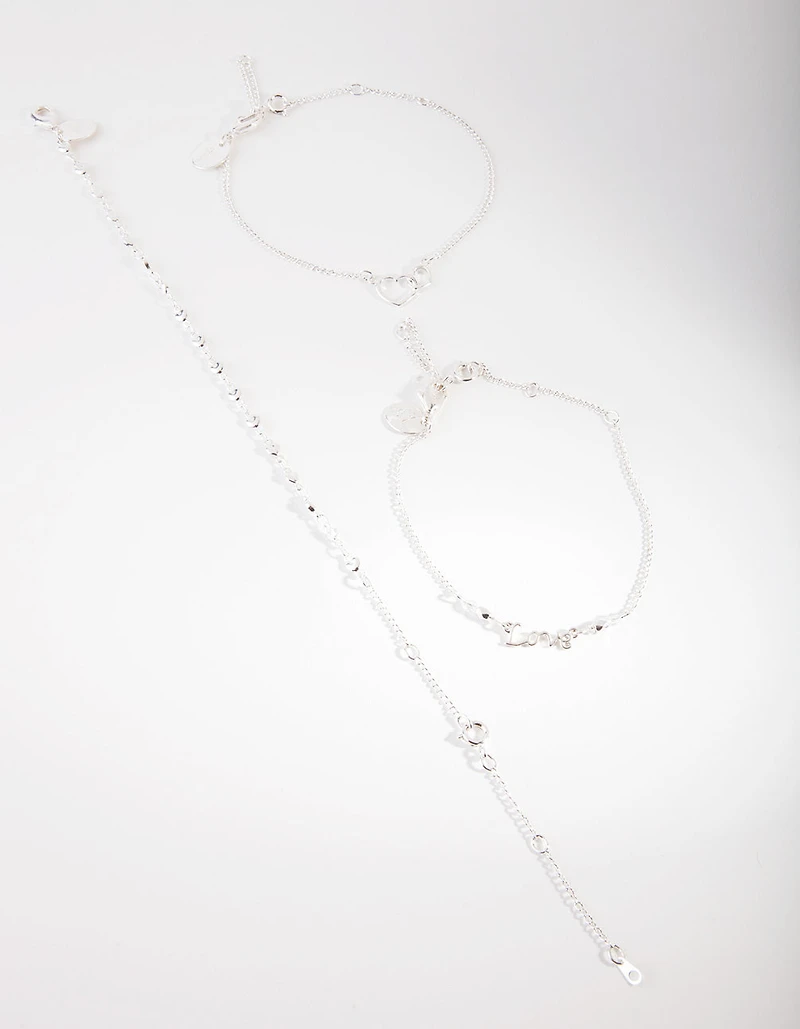 Silver Love U2 The Moon Anklet Bracelet Pack