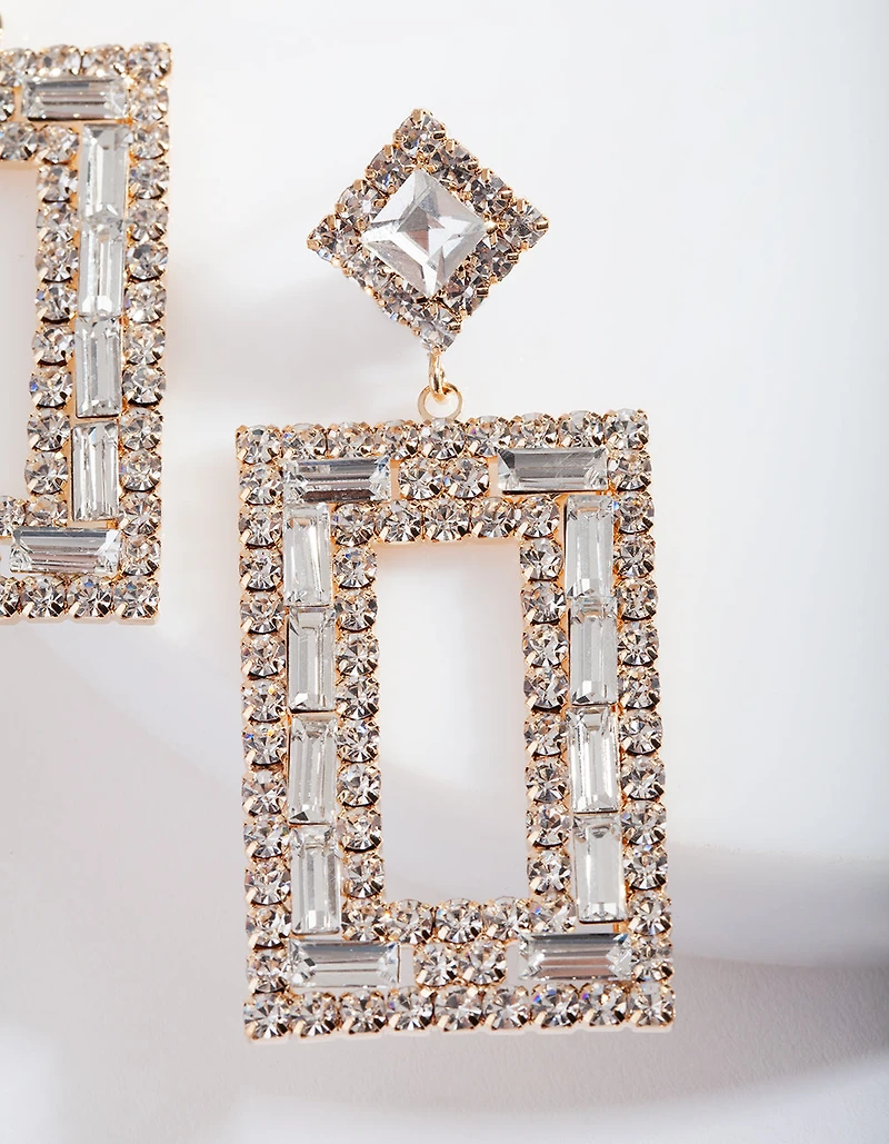 Petites boucles d’oreilles pendantes carrées en diamant