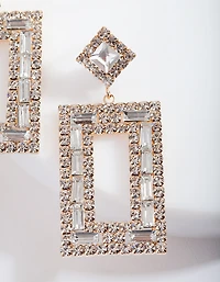 Petites boucles d’oreilles pendantes carrées en diamant