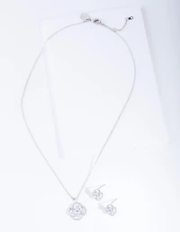 Diamond Simulant Twist Flower Jewellery Set