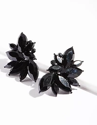 Black Navette Statement Stud Earrings
