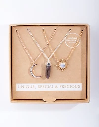 Mixed Metal Celestial Semi Precious Necklace Pack