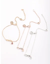 Mixed Metal Infinity Stone Bracelet Pack
