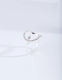 Anneau Cercle Diamant Ouvert en Argent