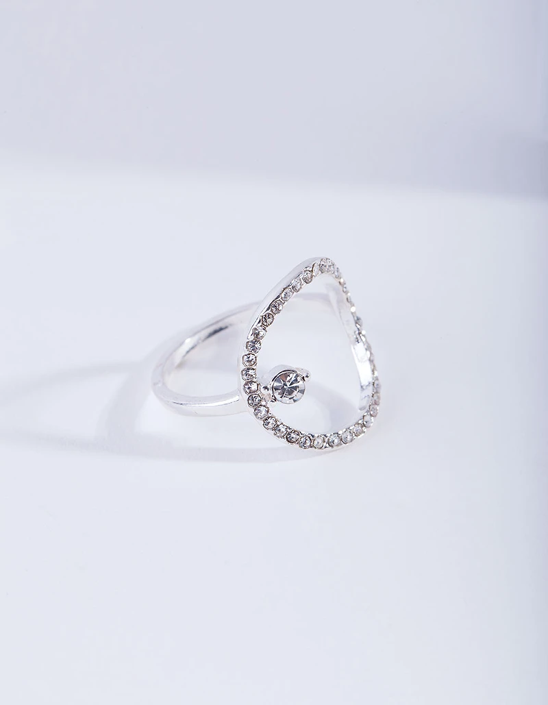 Anneau Cercle Diamant Ouvert en Argent